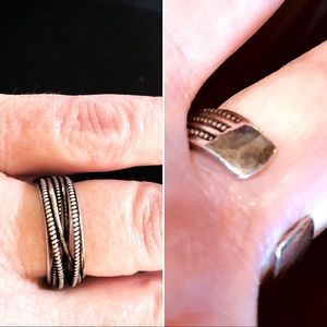 Retro Vintage Style Layer Ring 925 Silver